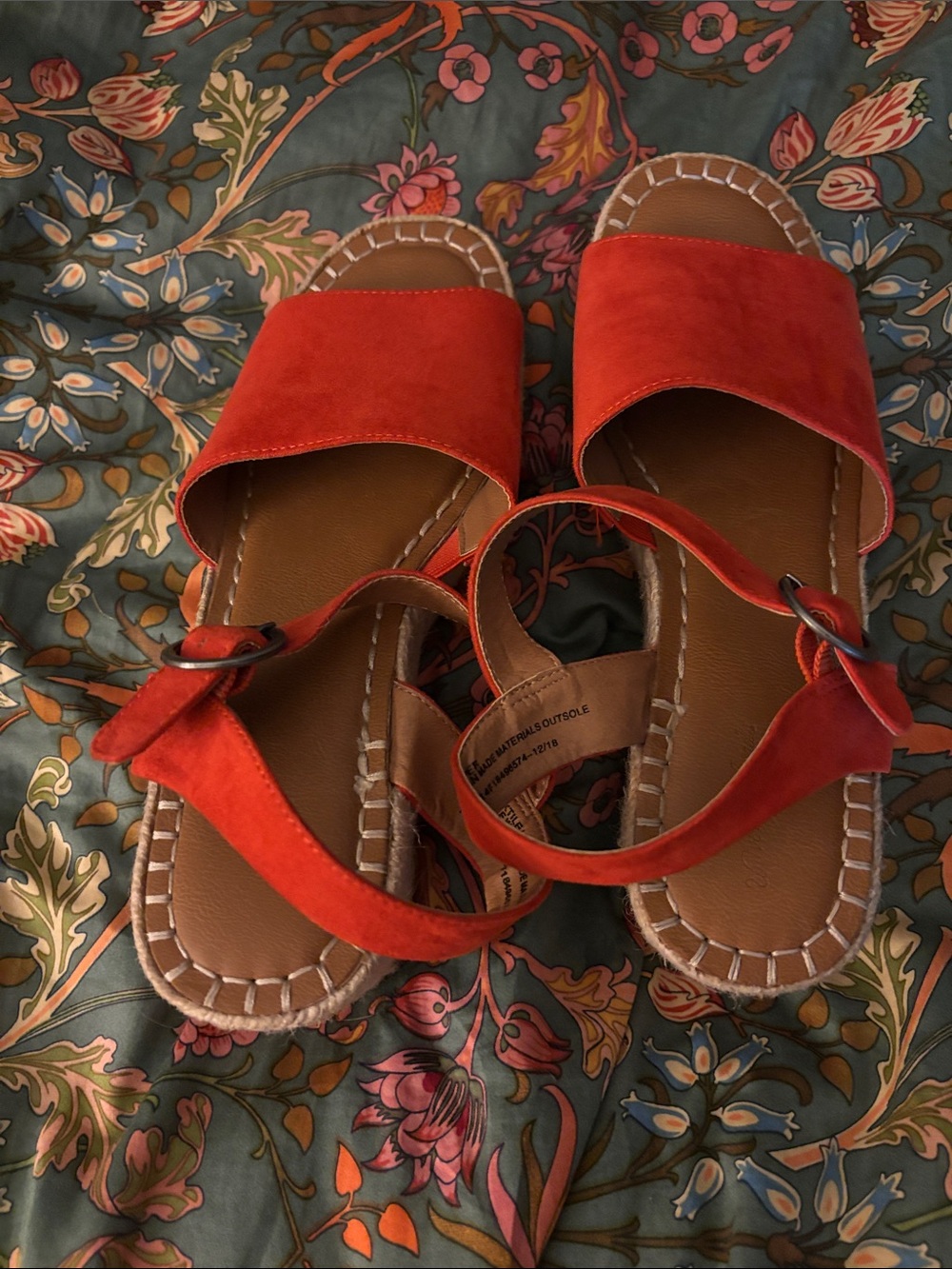 Universal Thread Orange Suede Ankle-Strap Slide Sandals